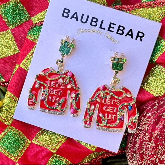 NWT 🎄 BaubleBar Ugly Sweater Statement Stud Earrings - Picture 4 of 5